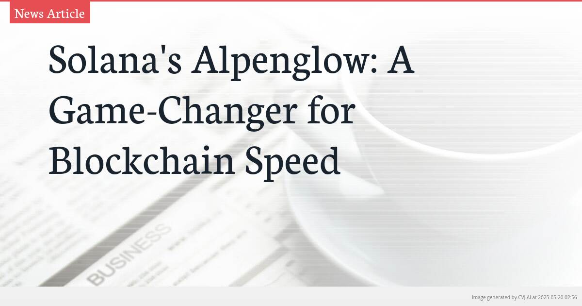 Solana’s Alpenglow: A Game-Changer for Blockchain Speed