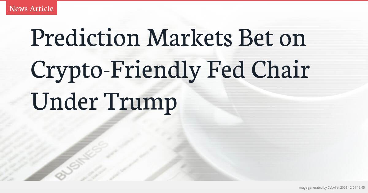 Prediction Markets Bet on Crypto-Friendly Fed Chair Under Trump