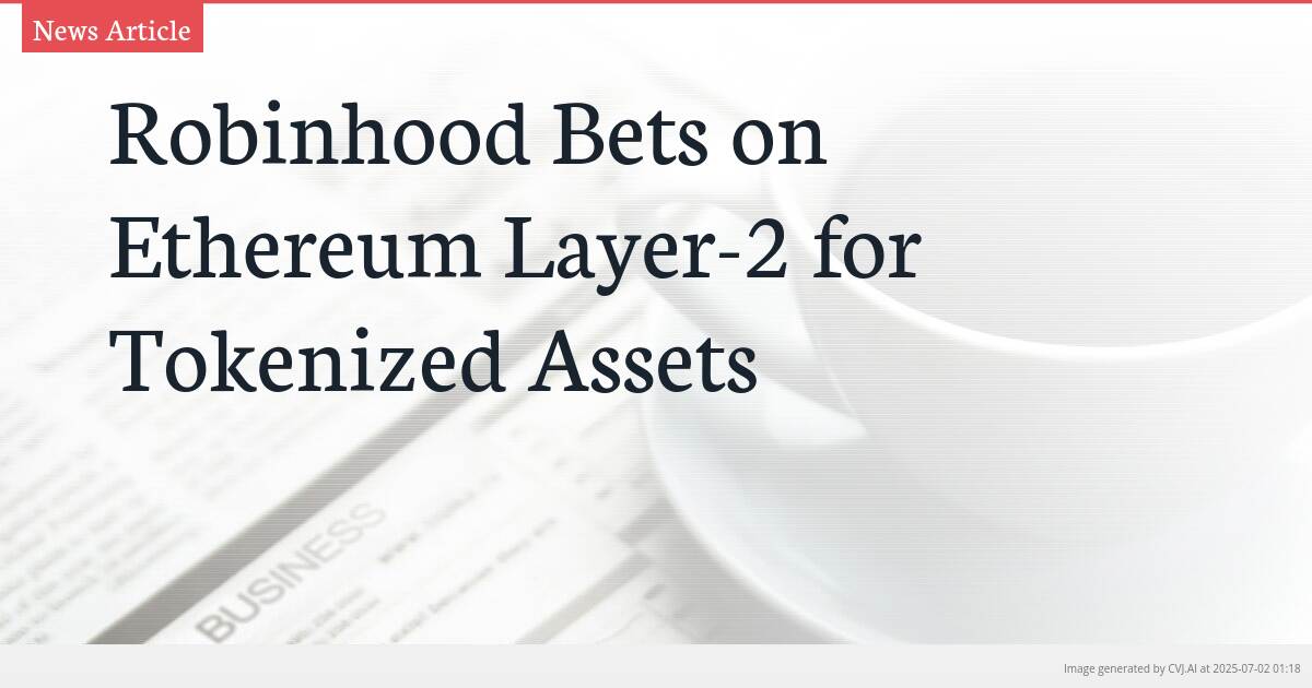 Robinhood Bets on Ethereum Layer-2 for Tokenized Assets