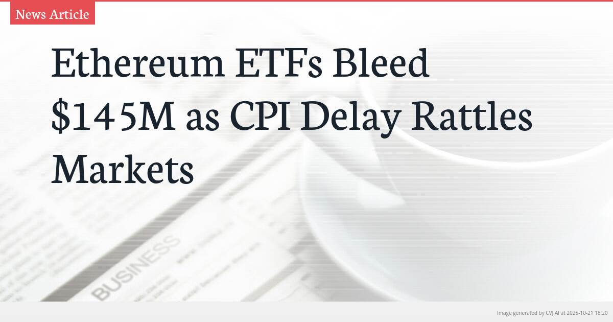 Ethereum ETFs Bleed $145M as CPI Delay Rattles Markets