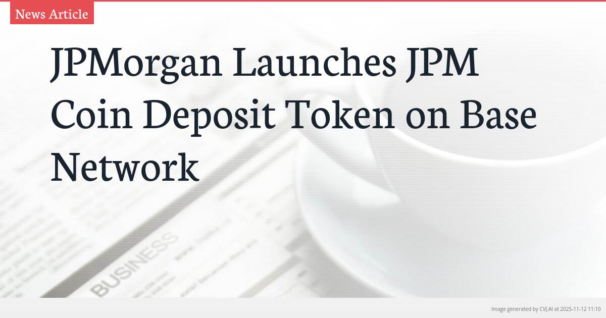 JPMorgan Launches JPM Coin Deposit Token on Base Network