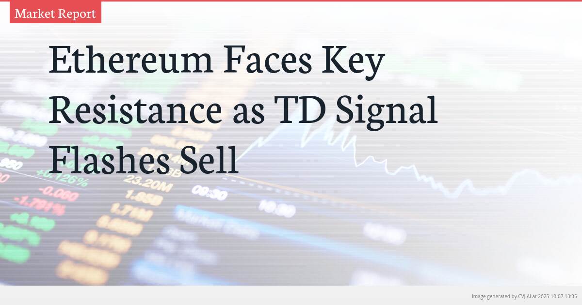 Ethereum Faces Key Resistance as TD Signal Flashes Sell Ethereum Faces Key Resistance as TD Signal Flashes Sell