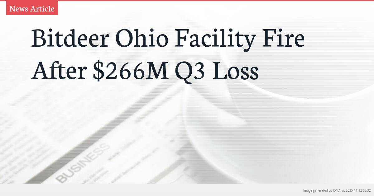 Bitdeer Ohio Facility Fire After $266M Q3 Loss