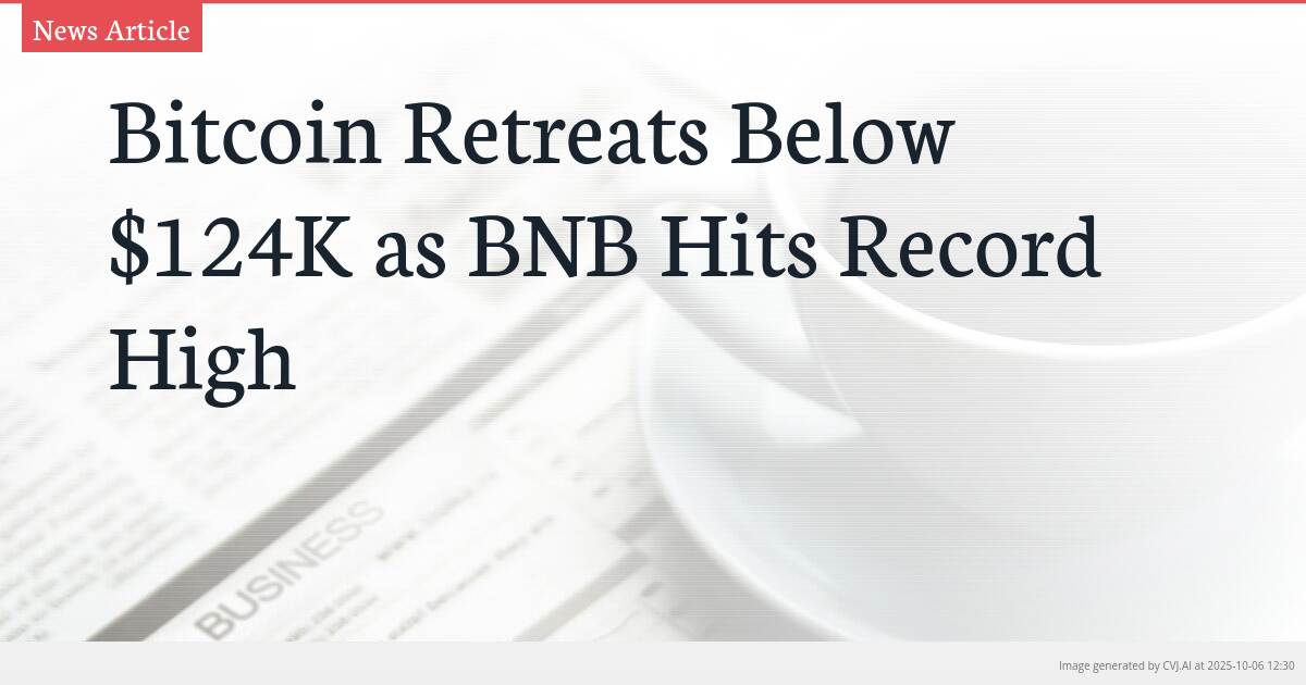 Bitcoin Retreats Below $124K as BNB Hits Record High