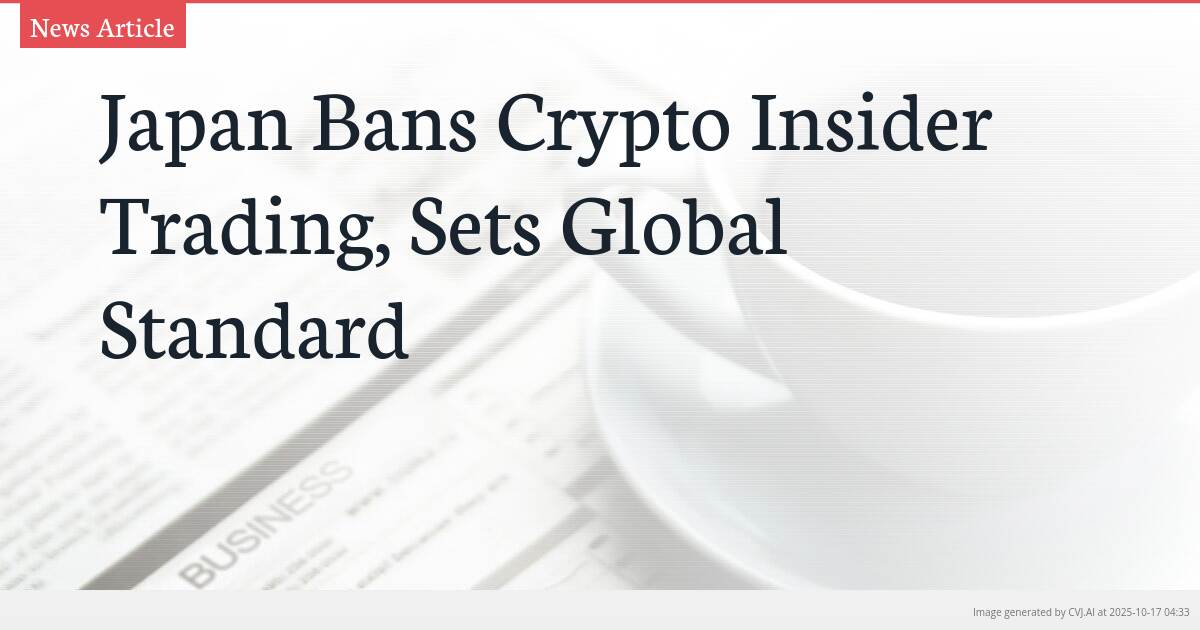 Japan Bans Crypto Insider Trading, Sets Global Standard