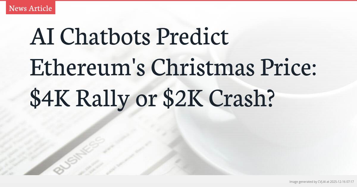 AI Chatbots Predict Ethereum’s Christmas Price: $4K Rally or $2K Crash?