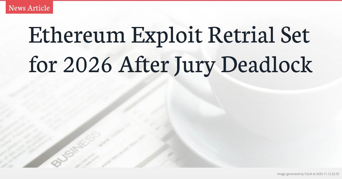Ethereum Exploit Retrial Set for 2026 After Jury Deadlock
