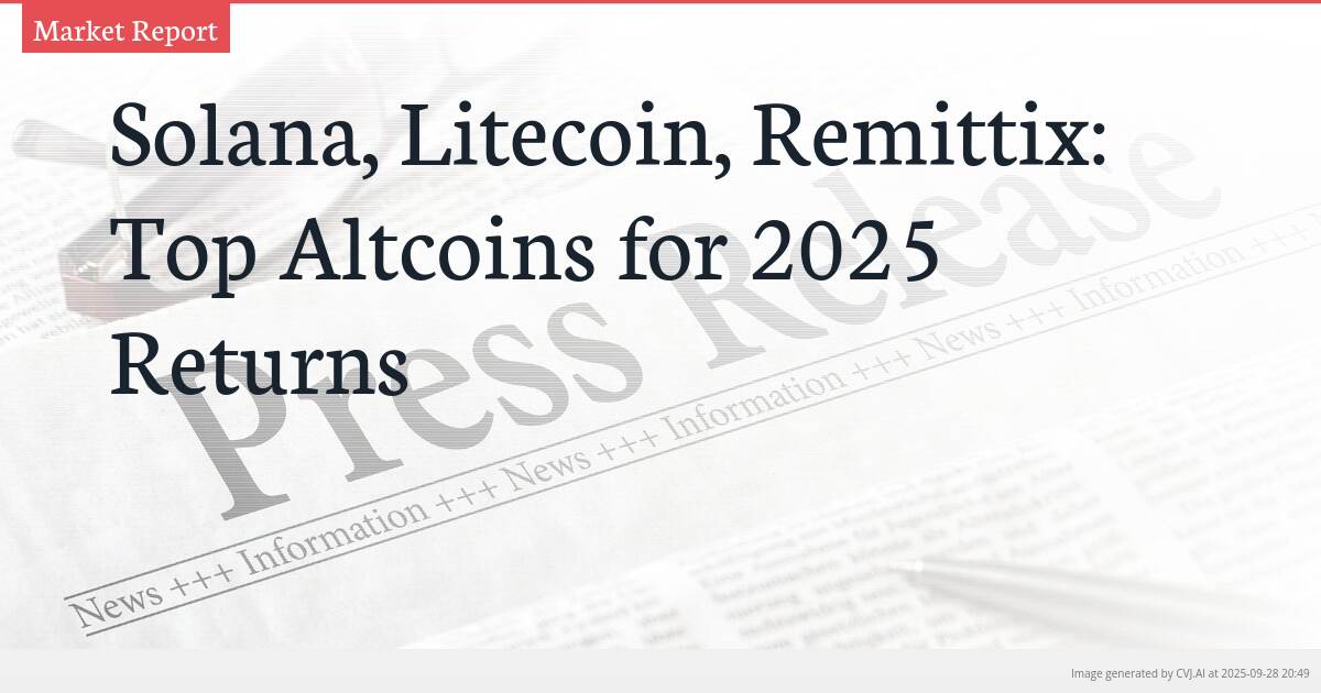 Solana, Litecoin, Remittix: Top Altcoins for 2025 Returns