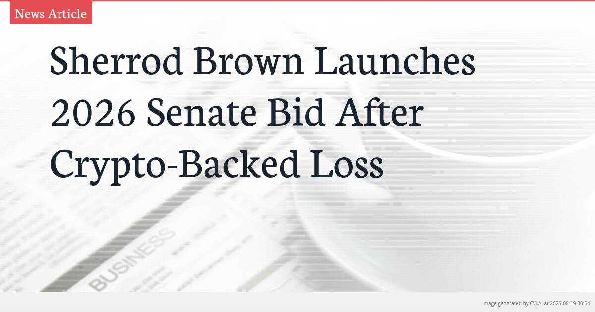 Sherrod Brown Launches 2026 Senate Bid After Crypto-Backed Loss