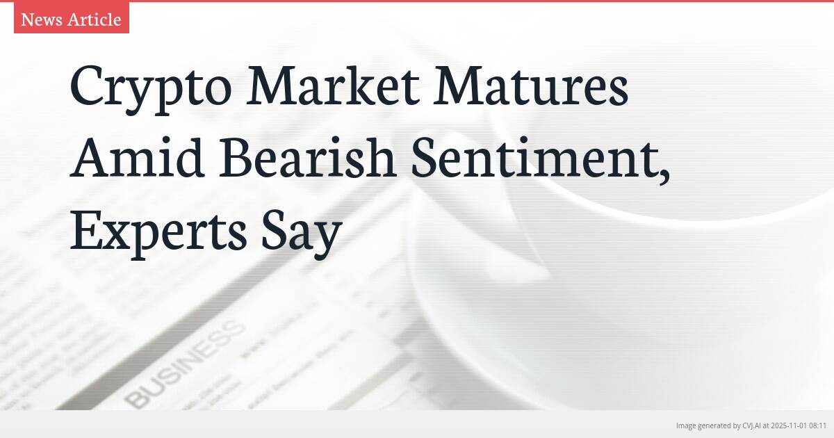 Crypto Market Matures Amid Bearish Sentiment, Experts Say