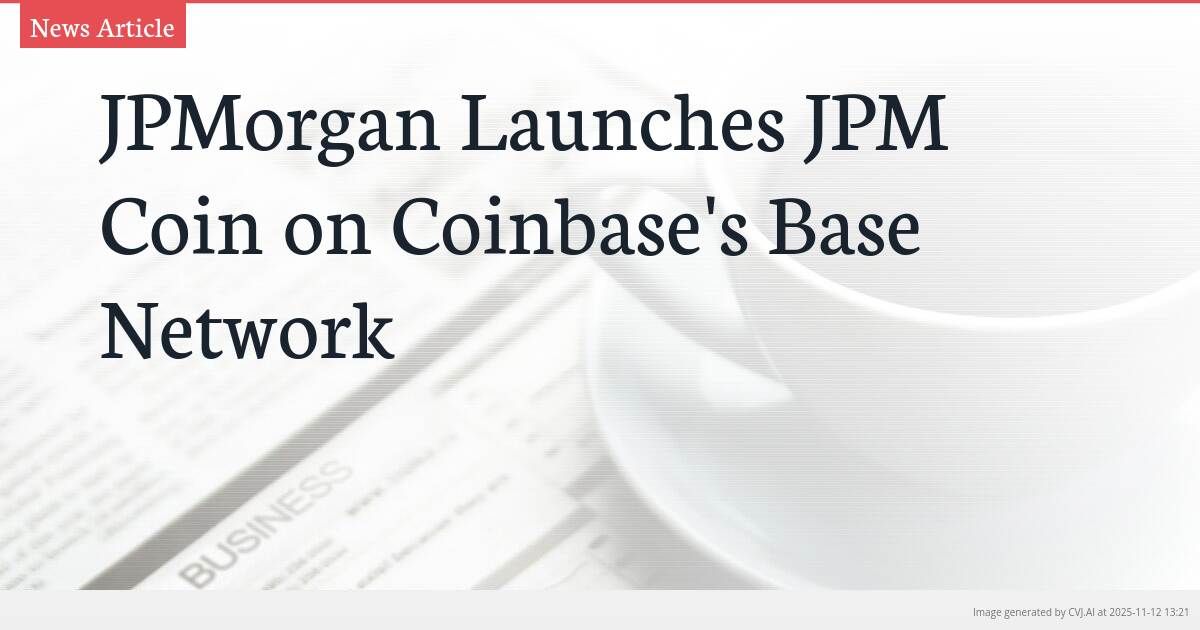 JPMorgan Launches JPM Coin on Coinbase’s Base Network