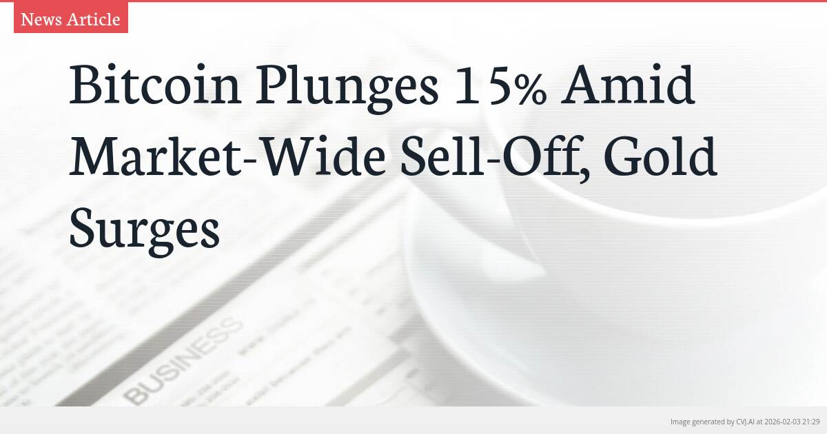 Bitcoin Plunges 15% Amid Market-Wide Sell-Off, Gold Surges