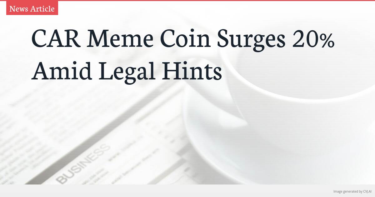 CAR Meme Coin Surges 20% Amid Legal Hints