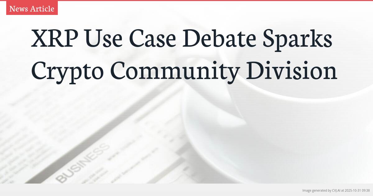 XRP Use Case Debate Sparks Crypto Community Division XRP Use Case Debate Sparks Crypto Community Division