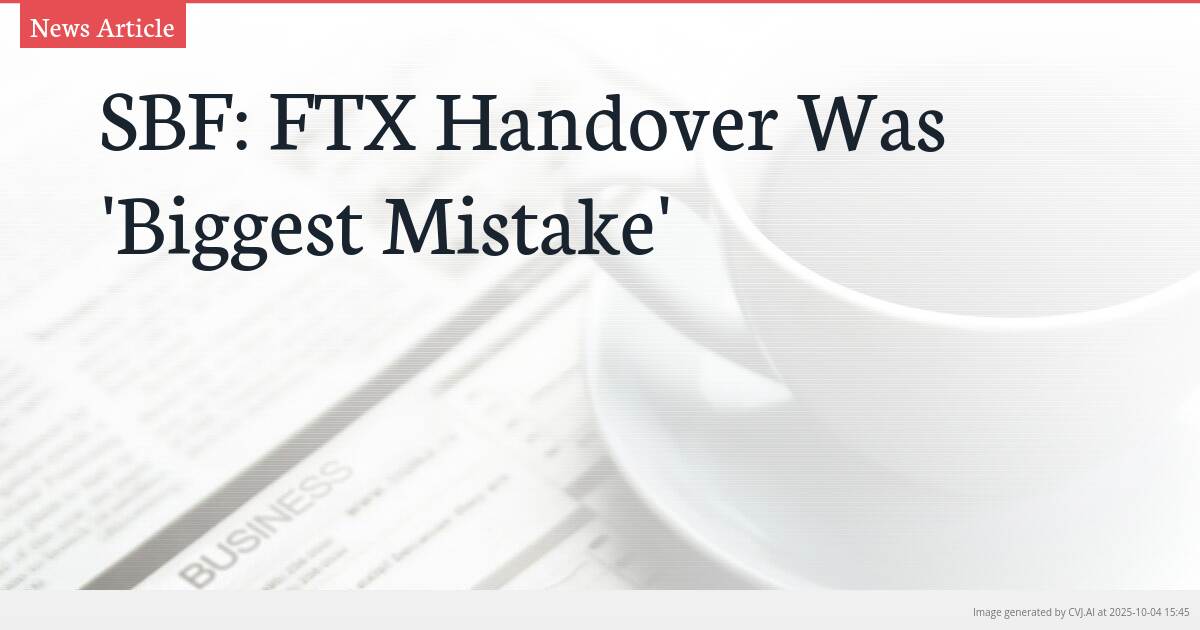 SBF: FTX Handover Was ‘Biggest Mistake’