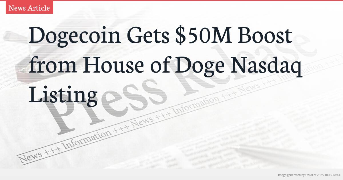 Dogecoin Gets $50M Boost from House of Doge Nasdaq Listing