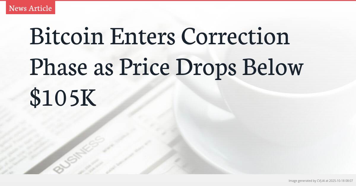 Bitcoin Enters Correction Phase as Price Drops Below $105K