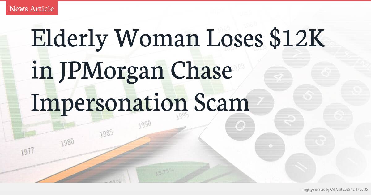 Elderly Woman Loses $12K in JPMorgan Chase Impersonation Scam