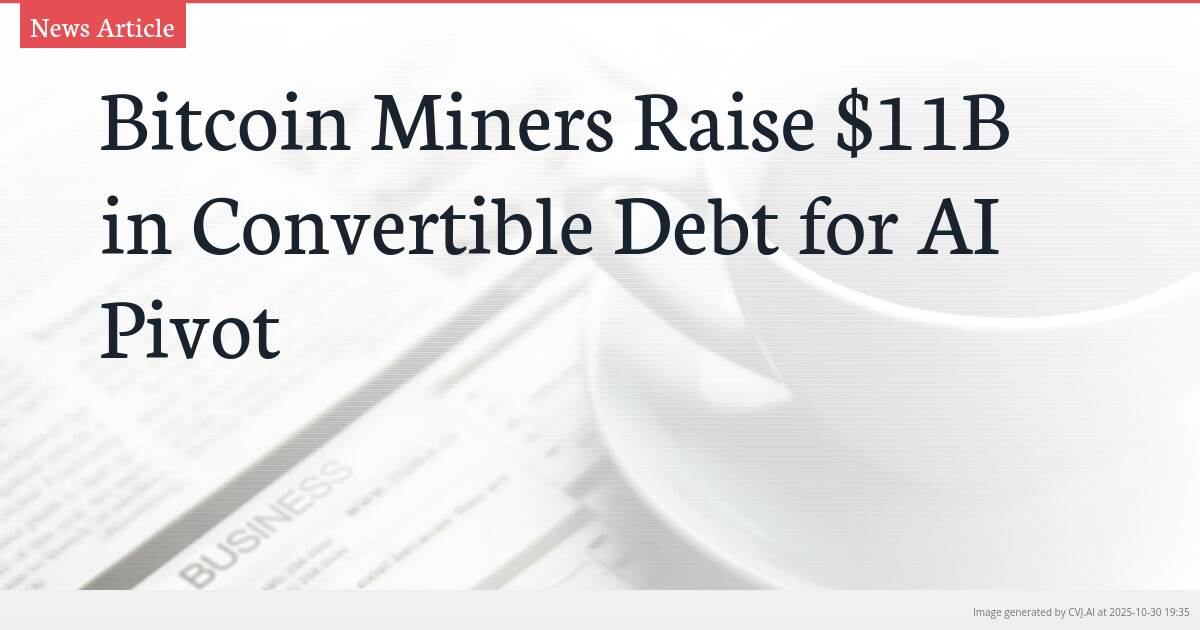 Bitcoin Miners Raise $11B in Convertible Debt for AI Pivot