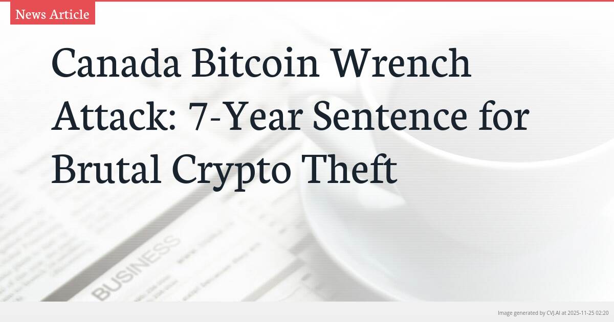 Canada Bitcoin Wrench Attack: 7-Year Sentence for Brutal Crypto Theft