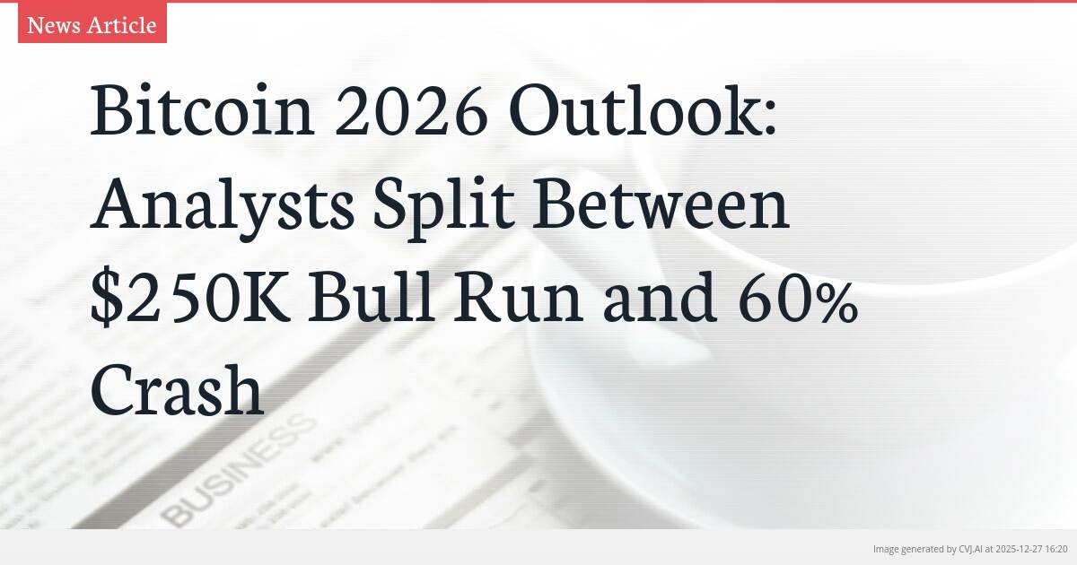 Bitcoin 2026 Outlook: Analysts Split Between $250K Bull Run and 60% Crash
