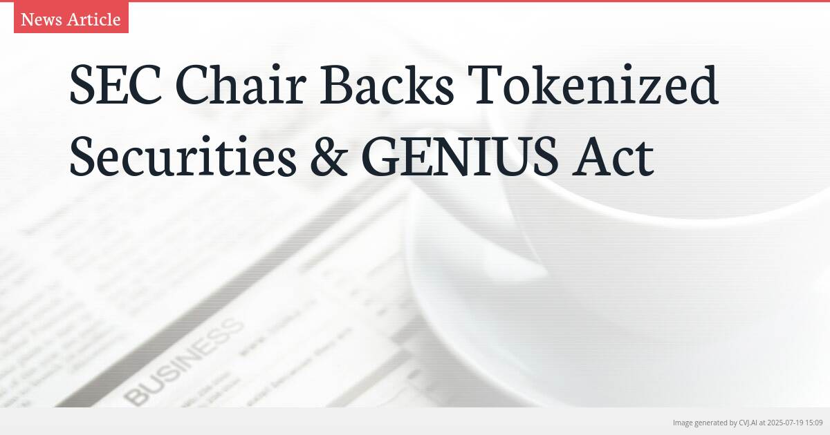SEC Chair Backs Tokenized Securities & GENIUS Act
