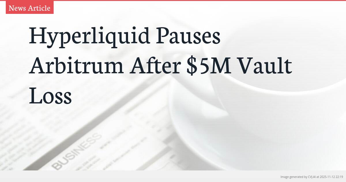 Hyperliquid Pauses Arbitrum After $5M Vault Loss