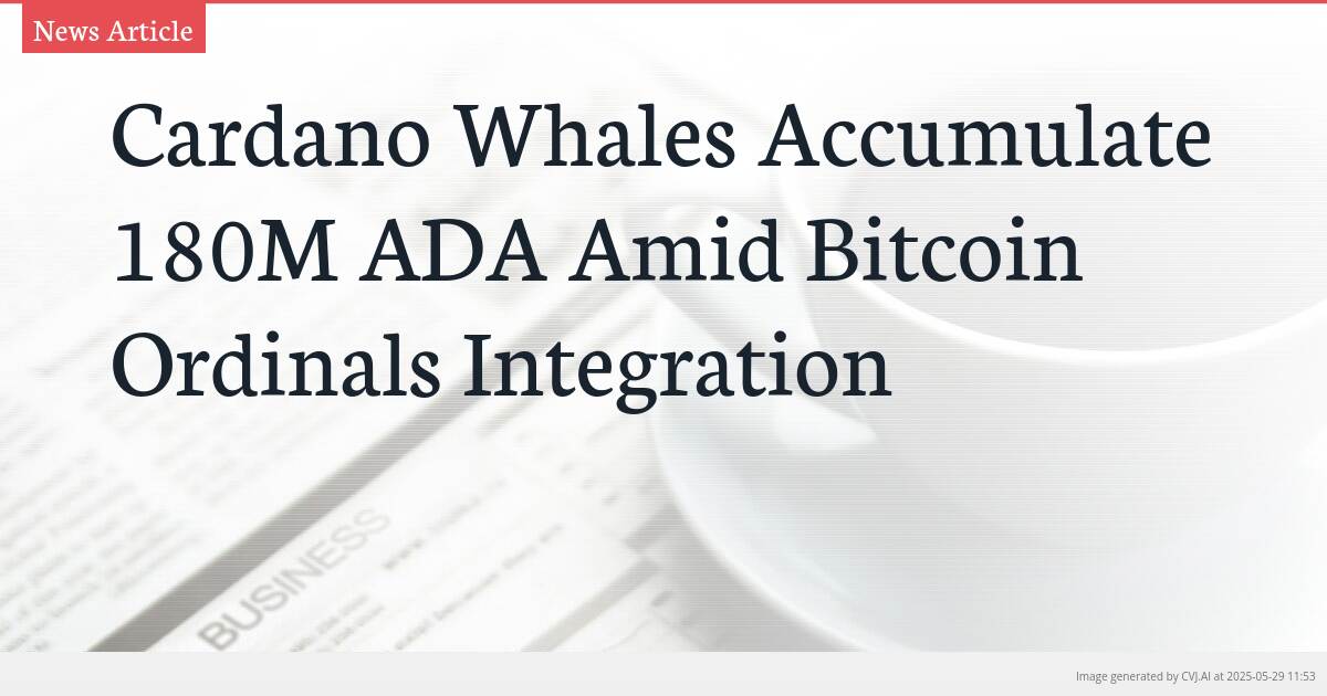 Cardano Whales Accumulate 180M ADA Amid Bitcoin Ordinals Integration