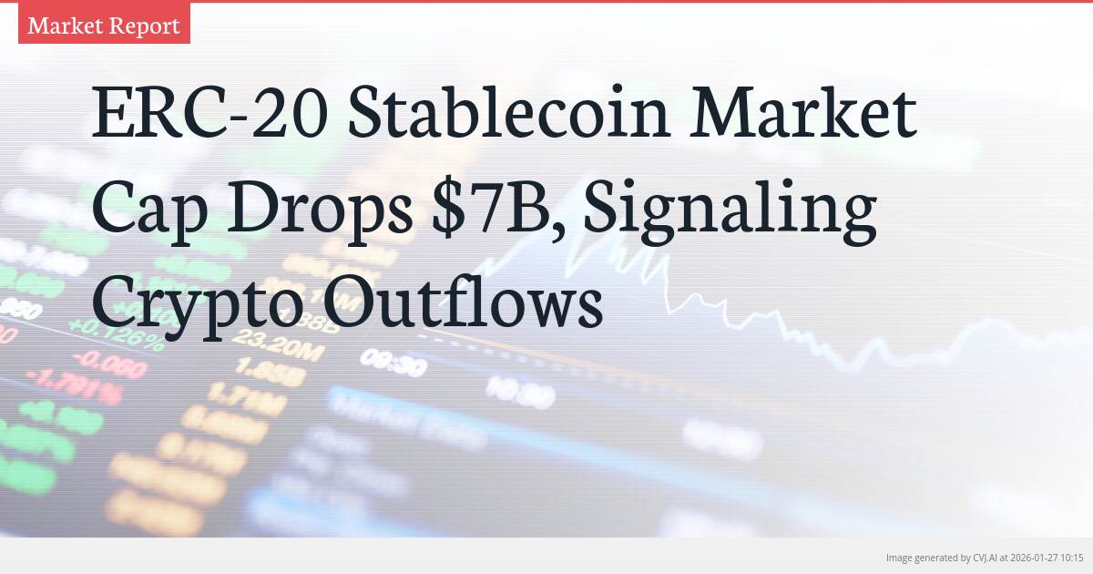 ERC-20 Stablecoin Market Cap Drops $7B, Signaling Crypto Outflows