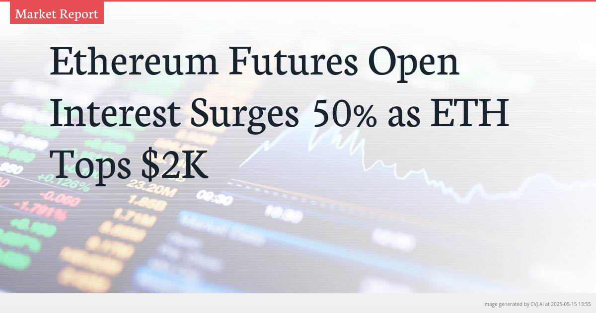 Ethereum Futures Open Interest Surges 50% as ETH Tops $2K