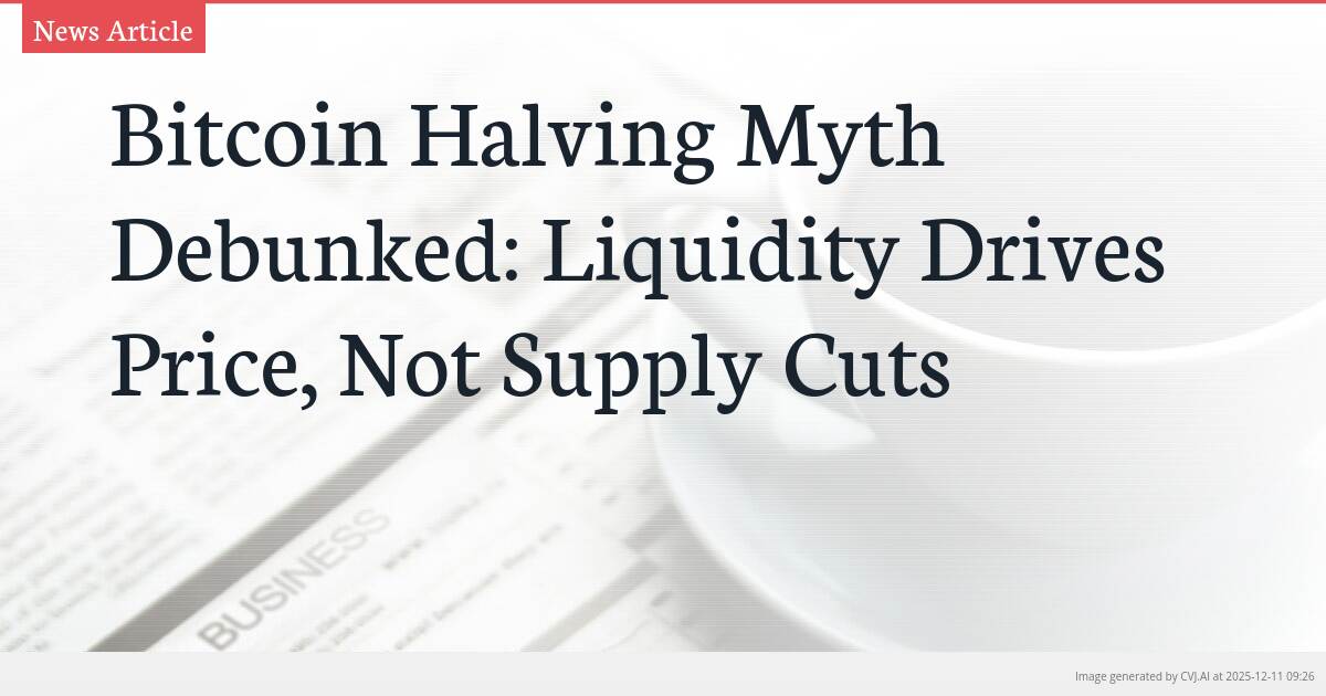 Bitcoin Halving Myth Debunked: Liquidity Drives Price, Not Supply Cuts
