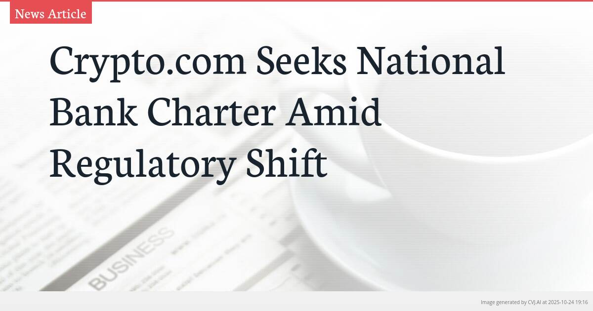 Crypto.com Seeks National Bank Charter Amid Regulatory Shift
