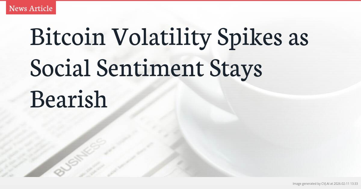 Bitcoin Volatility Spikes as Social Sentiment Stays Bearish