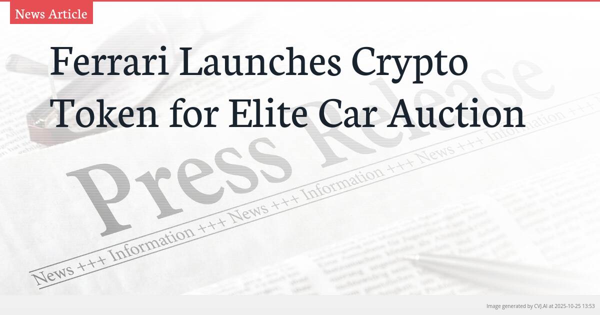 Ferrari Launches Crypto Token for Elite Car Auction Ferrari Launches Crypto Token for Elite Car Auction
