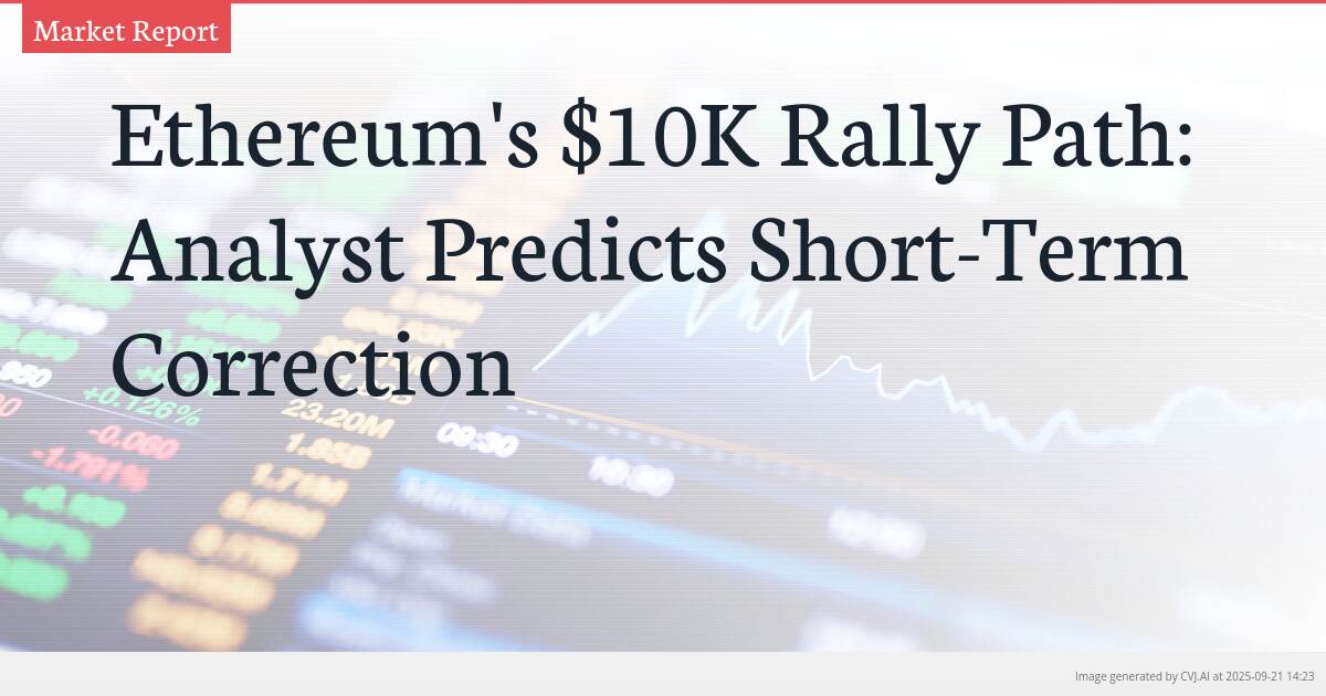 Ethereum’s $10K Rally Path: Analyst Predicts Short-Term Correction