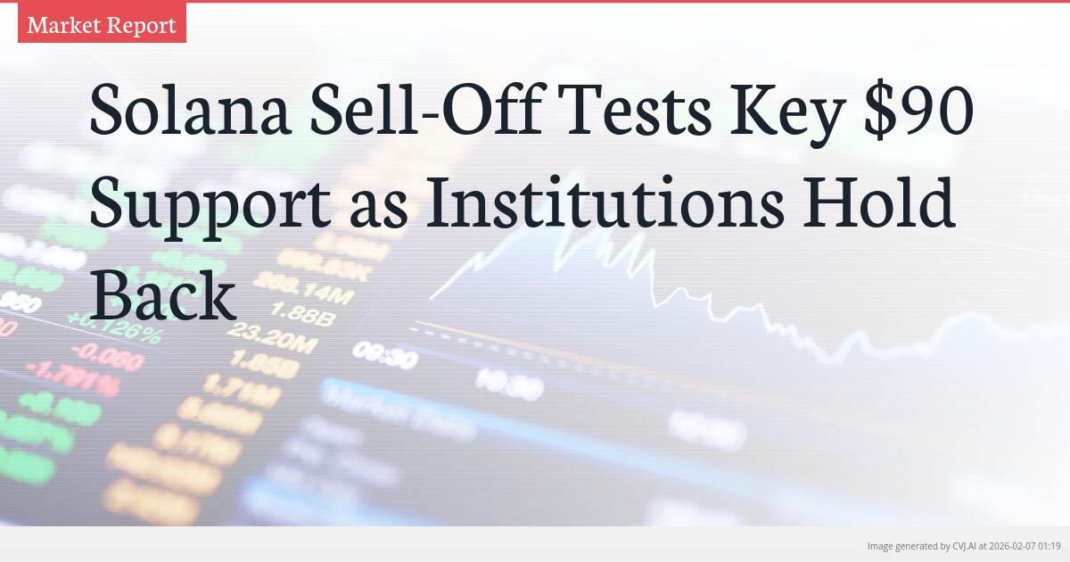Solana Sell-Off Tests Key $90 Support as Institutions Hold Back