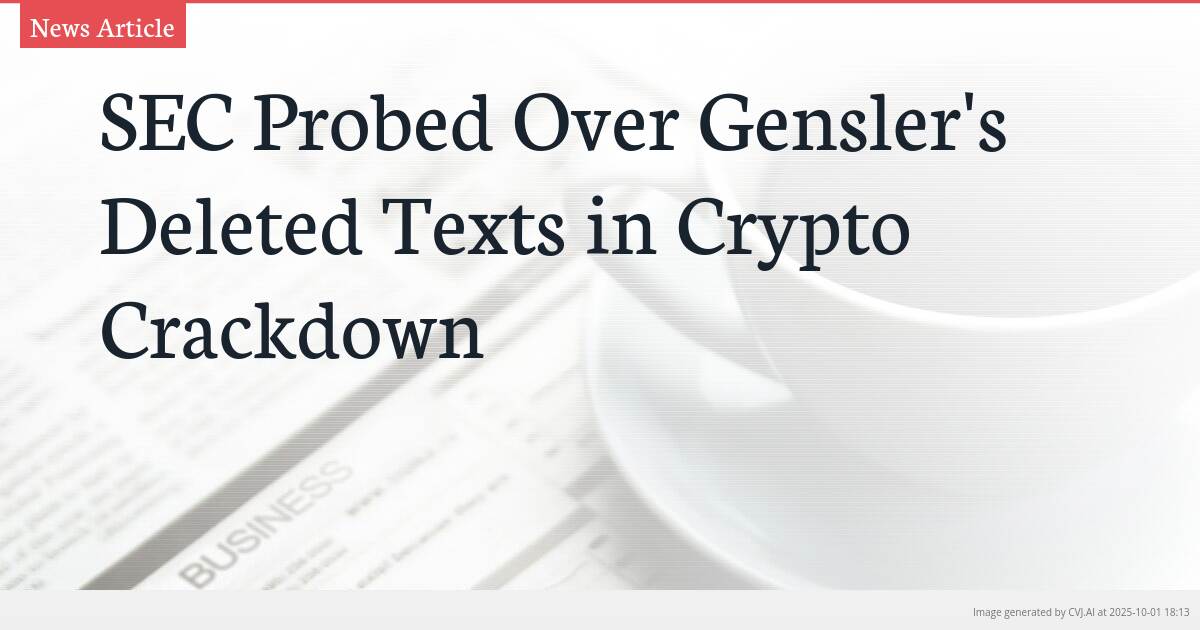SEC Probed Over Gensler’s Deleted Texts in Crypto Crackdown