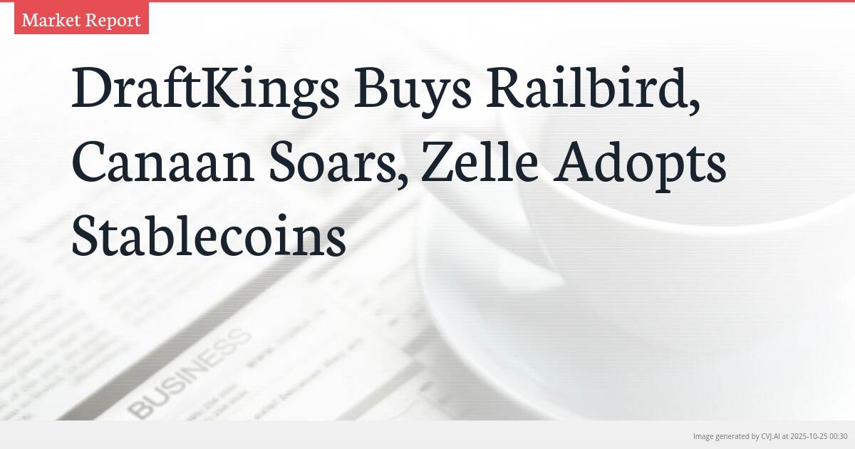 DraftKings Buys Railbird, Canaan Soars, Zelle Adopts Stablecoins