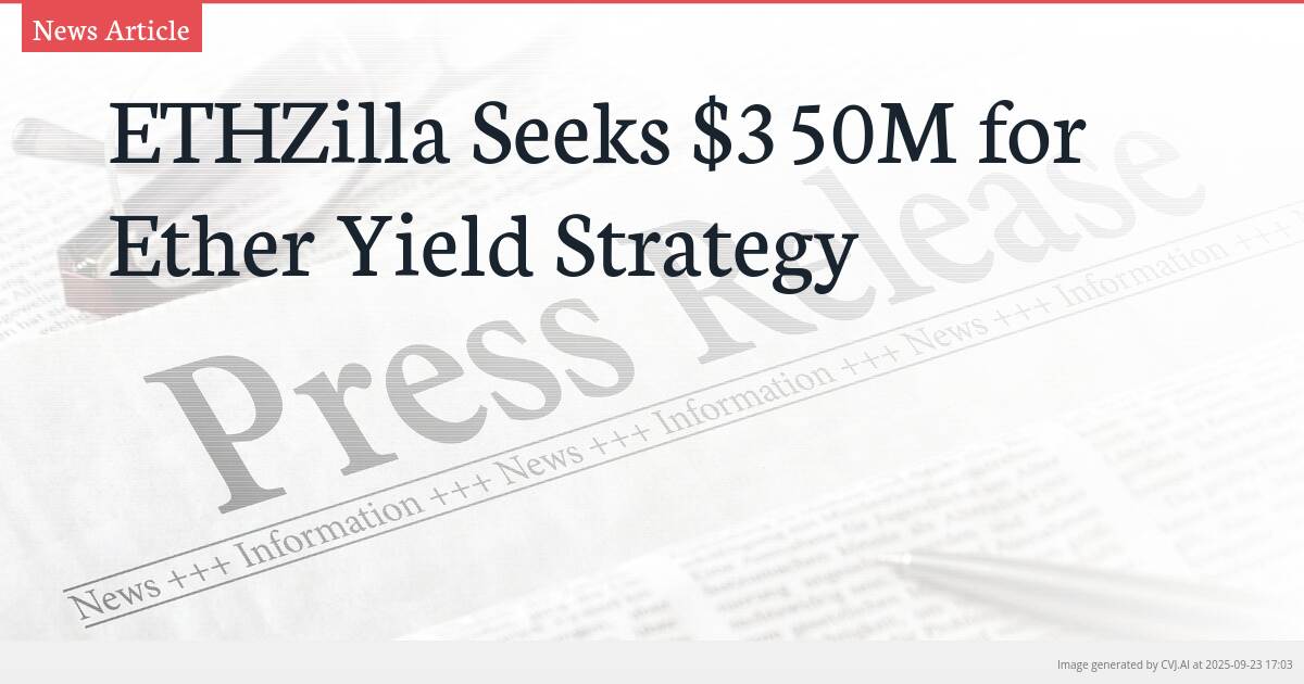 ETHZilla Seeks $350M for Ether Yield Strategy