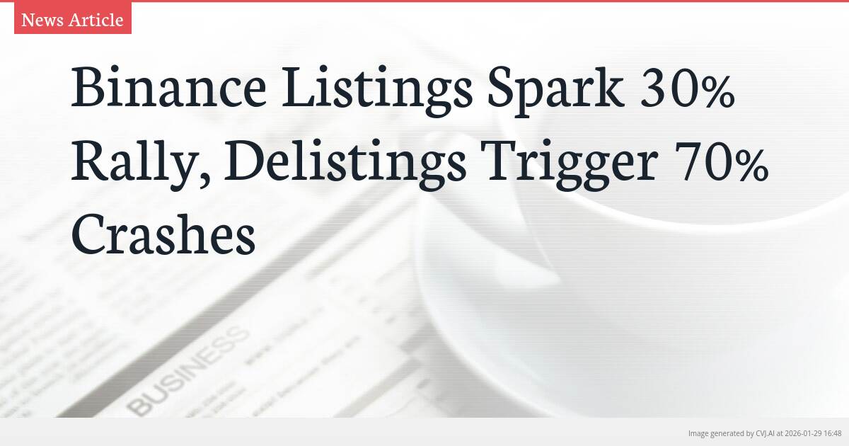 Binance Listings Spark 30% Rally, Delistings Trigger 70% Crashes