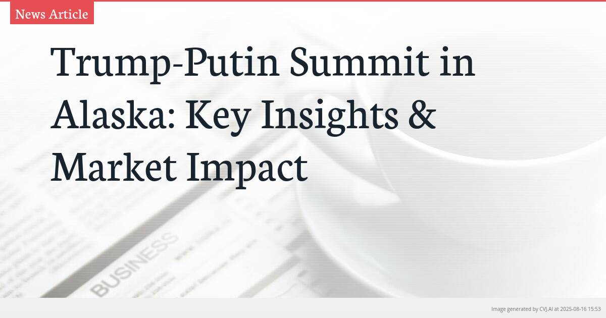 Trump-Putin Summit in Alaska: Key Insights & Market Impact