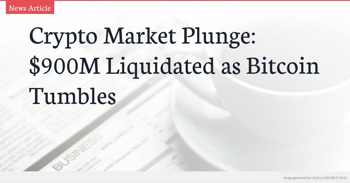 Crypto Market Plunge: $900M Liquidated as Bitcoin Tumbles