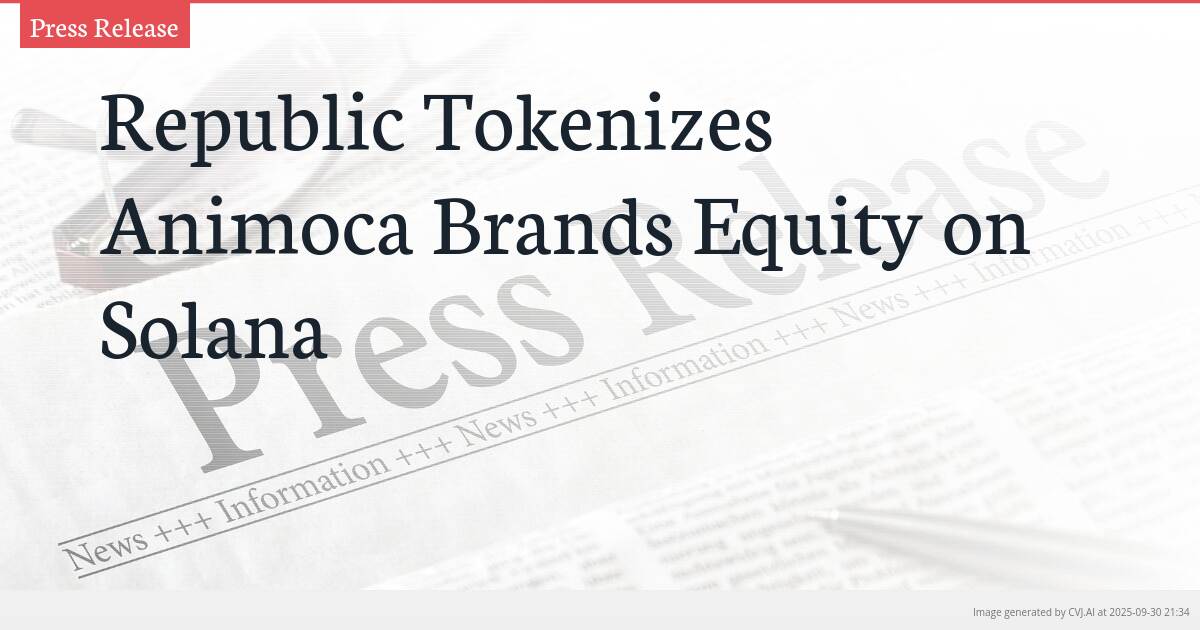 Republic Tokenizes Animoca Brands Equity on Solana