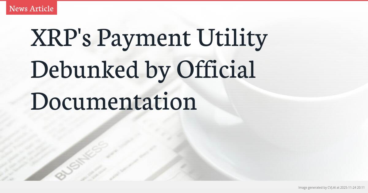 XRP’s Payment Utility Debunked by Official Documentation