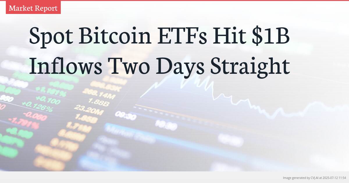 Spot Bitcoin ETFs Hit $1B Inflows Two Days Straight Spot Bitcoin ETFs Hit $1B Inflows Two Days Straight