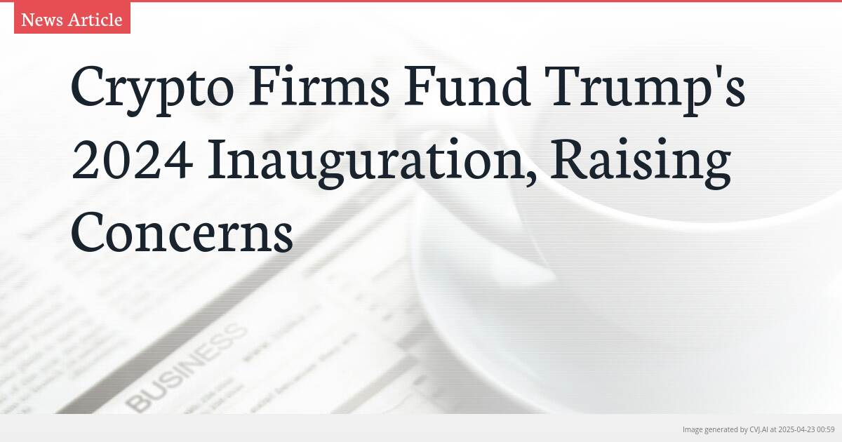 Crypto Firms Fund Trump’s 2024 Inauguration, Raising Concerns