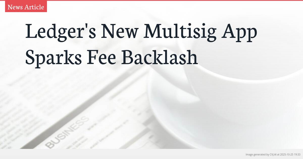 Ledger’s New Multisig App Sparks Fee Backlash Ledger’s New Multisig App Sparks Fee Backlash