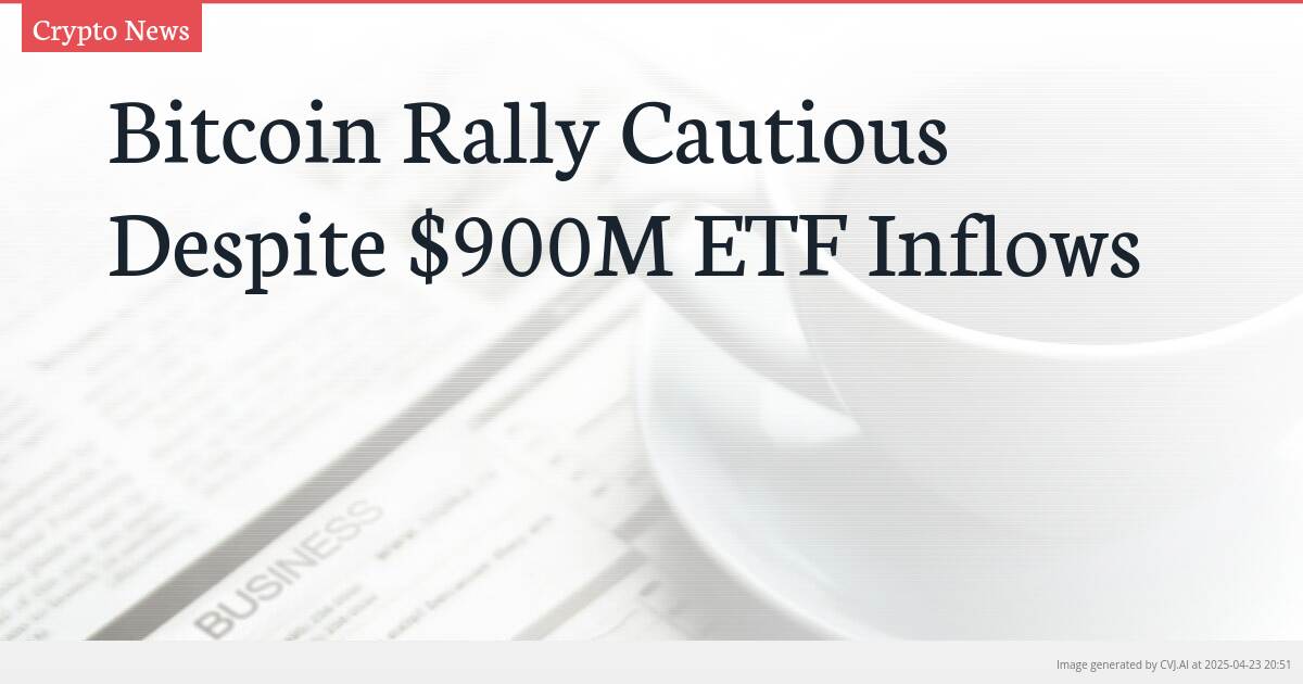 Bitcoin Rally Cautious Despite $900M ETF Inflows