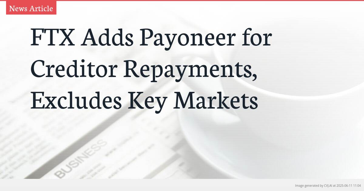 FTX Adds Payoneer for Creditor Repayments, Excludes Key Markets