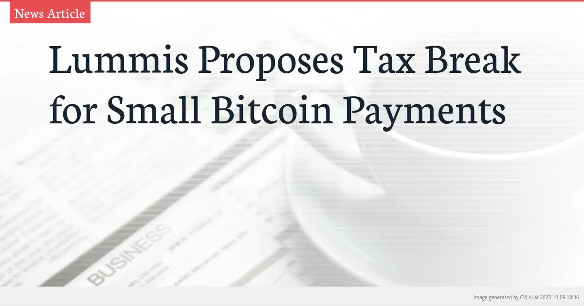 Lummis Proposes Tax Break for Small Bitcoin Payments
